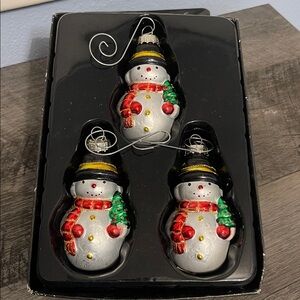 3 Vintage Glass Snowman Ornaments
Set Of 3